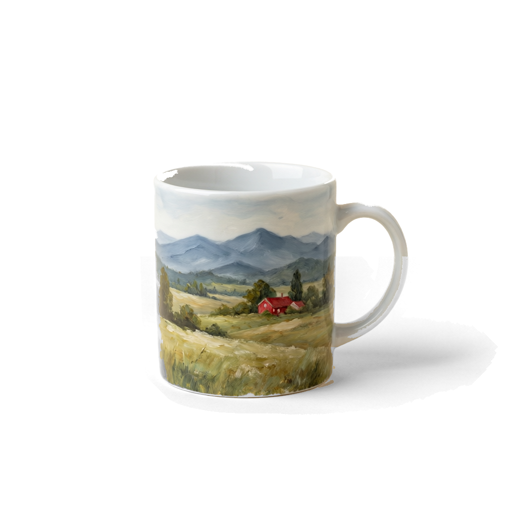 Distant Hills Mug — Edition 01, high-fired porcelain
