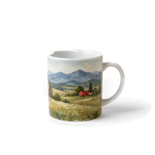 Distant Hills Mug — Edition 01, high-fired porcelain